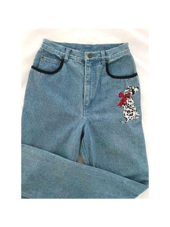 Dry Goods Company Denim - Dry Goods Company Jeans Woman Sz 6 Dog Embroidery High Rise Animal 90s Retro